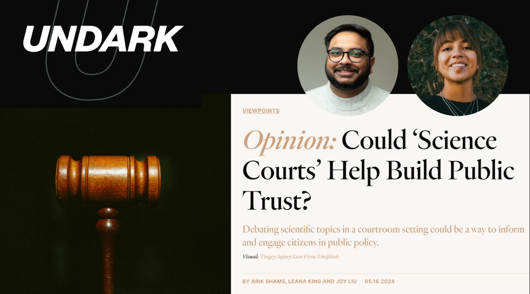 Screenshot of the Undark article with Arik Shams and Leana King's headshots superimposed