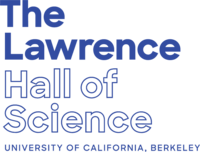 The Lawrence Hall of Science logo. Blue letters on clear background