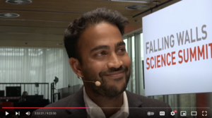 Screenshot from the 2024 Falling Walls Science Summit panel discussion showing Narayan Sankaran